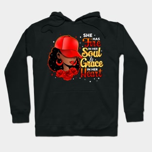 She Has Fire In Her Soul and Grace In Her Heart, Black Woman Hoodie